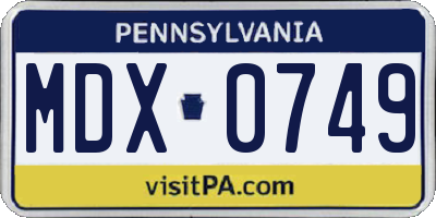 PA license plate MDX0749