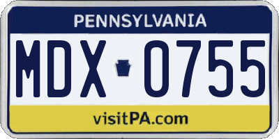 PA license plate MDX0755