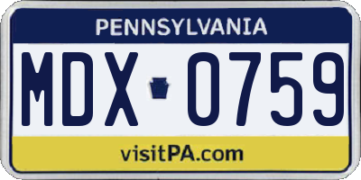PA license plate MDX0759