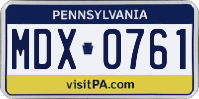 PA license plate MDX0761