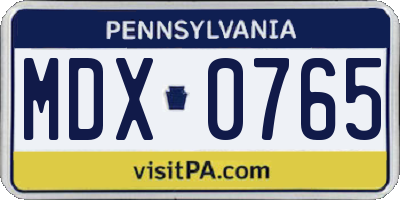 PA license plate MDX0765