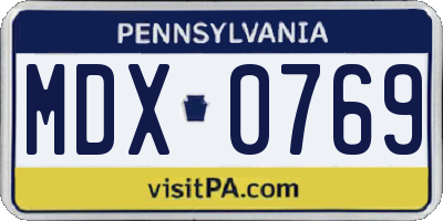 PA license plate MDX0769