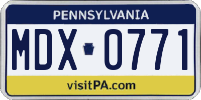 PA license plate MDX0771