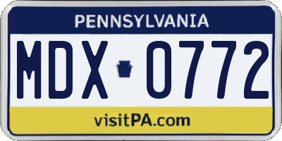 PA license plate MDX0772