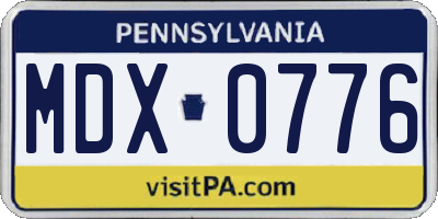 PA license plate MDX0776