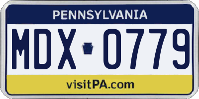 PA license plate MDX0779