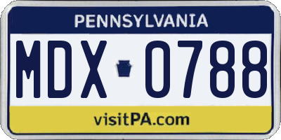 PA license plate MDX0788