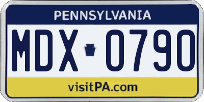 PA license plate MDX0790
