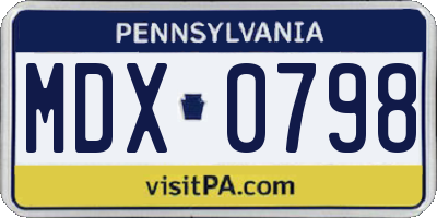 PA license plate MDX0798