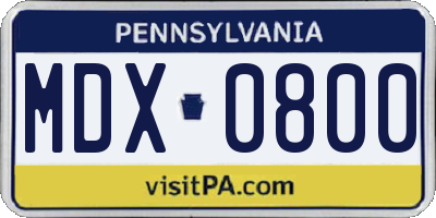 PA license plate MDX0800