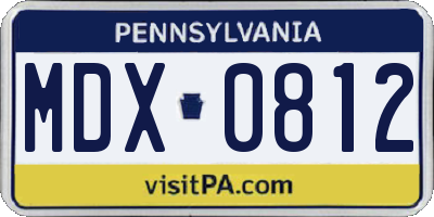 PA license plate MDX0812