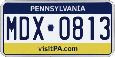 PA license plate MDX0813