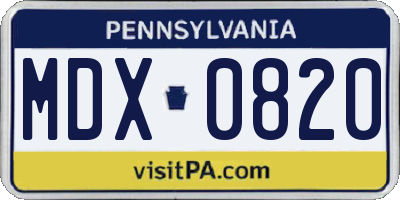 PA license plate MDX0820