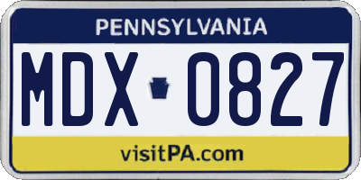 PA license plate MDX0827