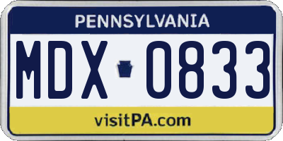 PA license plate MDX0833
