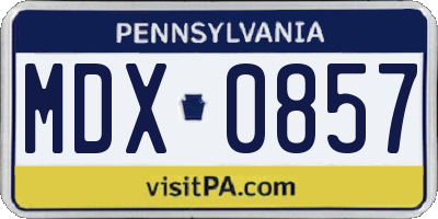 PA license plate MDX0857