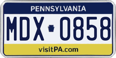 PA license plate MDX0858