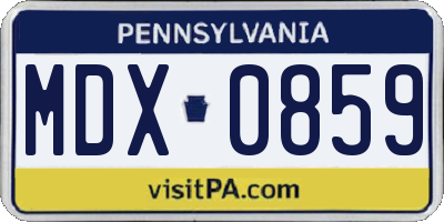 PA license plate MDX0859