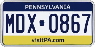 PA license plate MDX0867