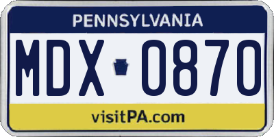 PA license plate MDX0870