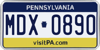 PA license plate MDX0890