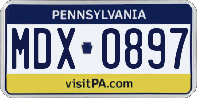 PA license plate MDX0897