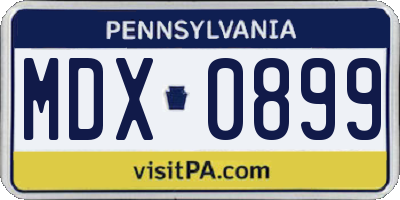 PA license plate MDX0899