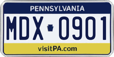 PA license plate MDX0901