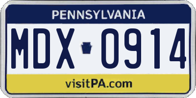 PA license plate MDX0914