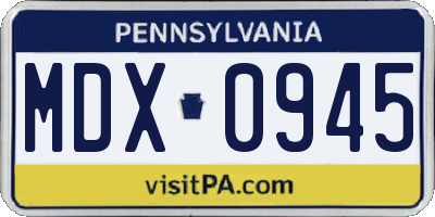 PA license plate MDX0945