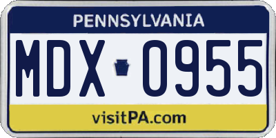 PA license plate MDX0955