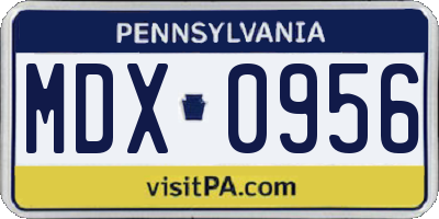 PA license plate MDX0956