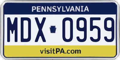 PA license plate MDX0959
