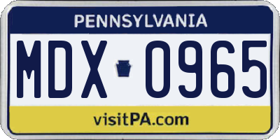 PA license plate MDX0965