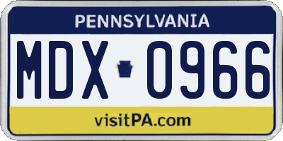 PA license plate MDX0966