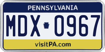 PA license plate MDX0967