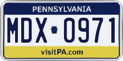 PA license plate MDX0971