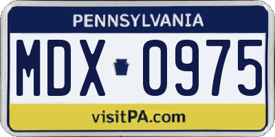 PA license plate MDX0975