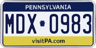 PA license plate MDX0983