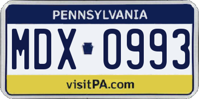 PA license plate MDX0993