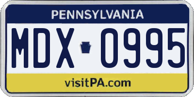 PA license plate MDX0995