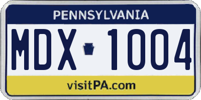 PA license plate MDX1004
