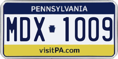 PA license plate MDX1009