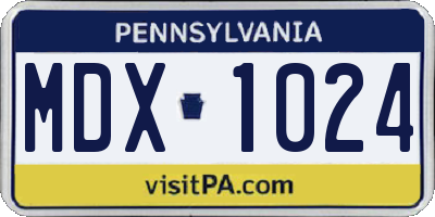 PA license plate MDX1024