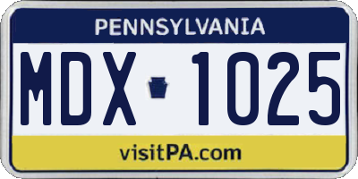 PA license plate MDX1025