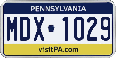 PA license plate MDX1029