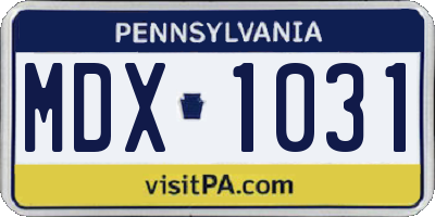 PA license plate MDX1031