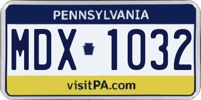 PA license plate MDX1032