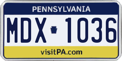 PA license plate MDX1036