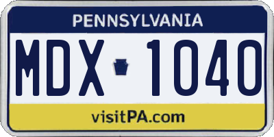 PA license plate MDX1040